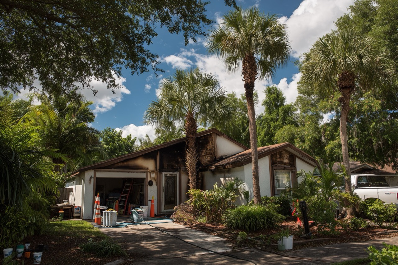 Fire damaged Tampa FL property being prepared for sale