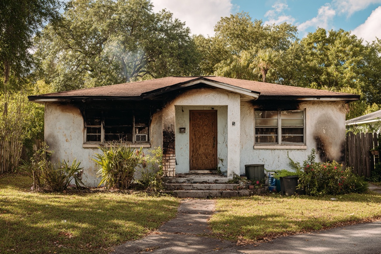 Fire damaged home in Tampa FL ready for cash buyer purchase