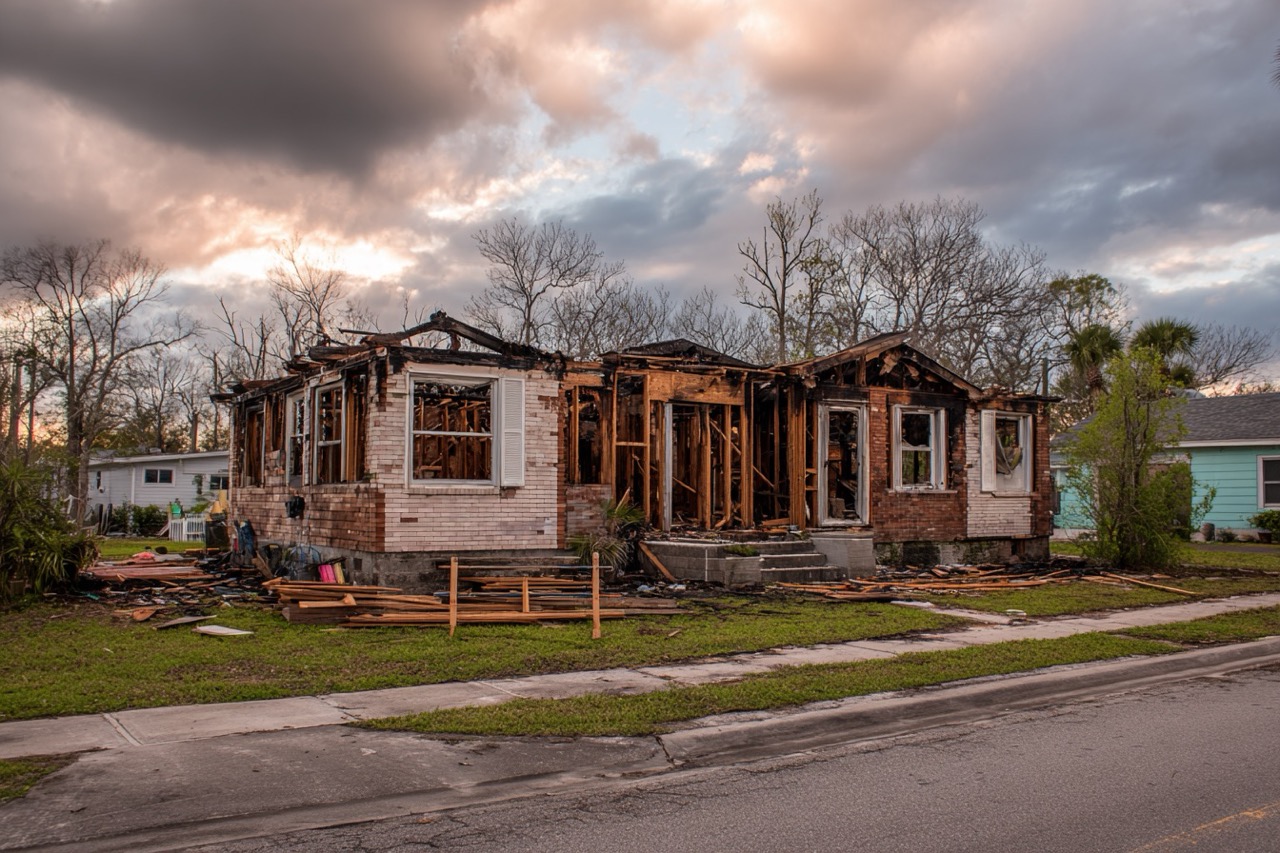 Fire damaged residential property in Tampa FL being documented